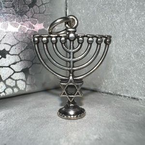 Menorah Jewish Pendant Sterling Silver 925